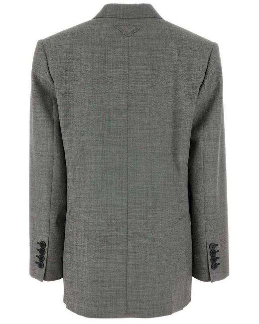 Prada Black Double-Breasted Tailored Blazer