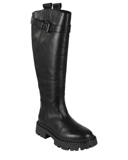 Ash Black Buckle-detailed Boots