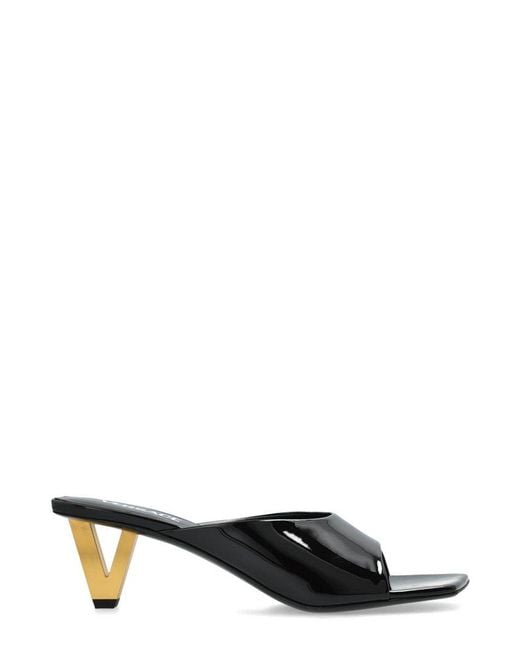 Versace Black Square-Toe Slip-On Heeled Sandals