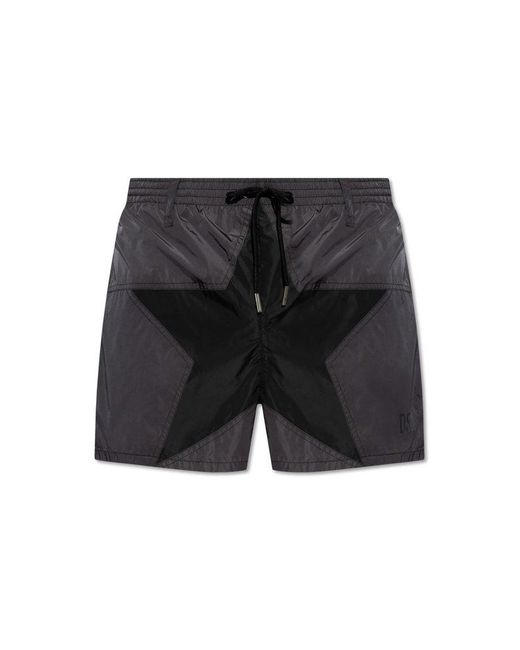 DSquared² Black Star Patch Drawstrimg Swim Shorts for men