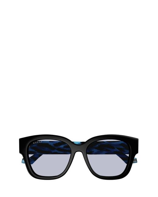 Gucci Black Low Nose Bridge Round Frame Sunglasses