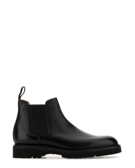 John Lobb Black Leather Lawry Ankle Boots for men