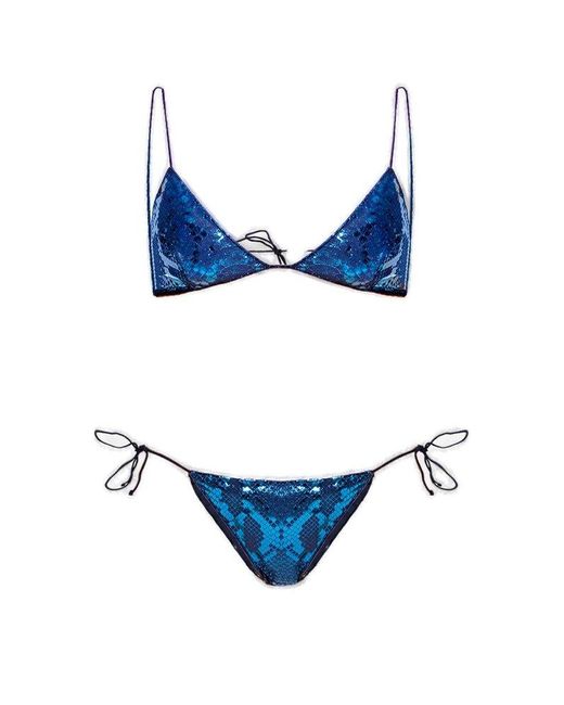 Oséree Tied Bikini Set in Blue Lyst