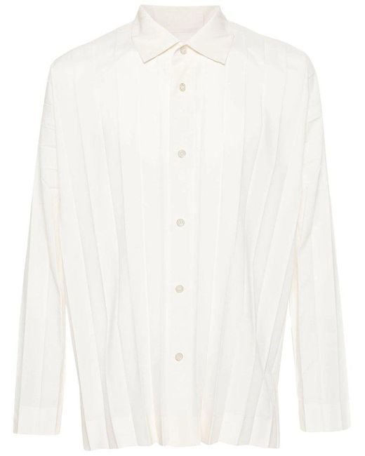 Homme Plissé Issey Miyake White Homme Plisse Shirts for men