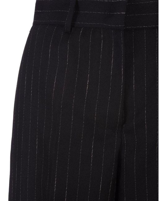 MSGM Black Pinstripe Wide Leg Trousers