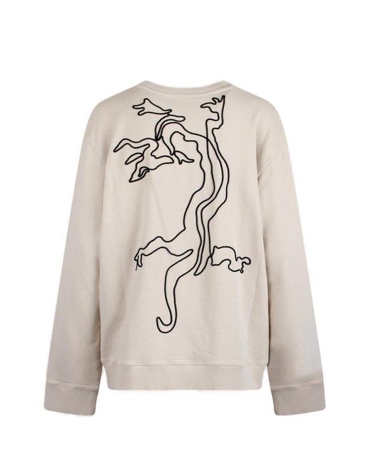 Nanushka Natural Remy Dragon Embroidered Crewneck Sweatshirt