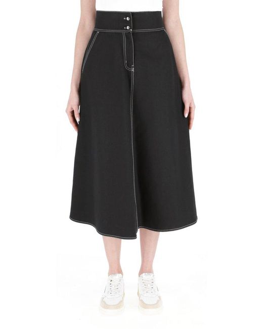 Max Mara Black Flared A-line Midi Skirt