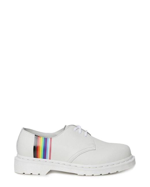 Dr. Martens White Rainbow Print Lace-up Oxfords
