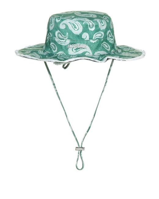 Jacquemus Green Le Bob Artichaut Print Cotton Hat for men