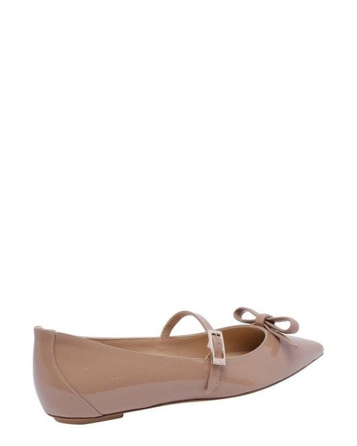 Stuart Weitzman Natural Bow Detailed Ballerina Shoes