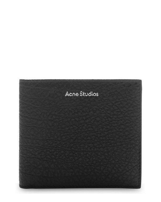Acne Black Logo Printed Folded Wallet