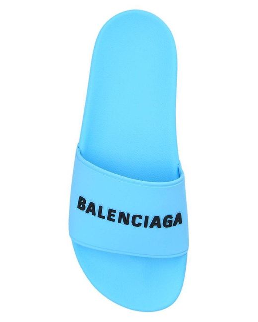 Balenciaga Slides With Logo in Blue | Lyst