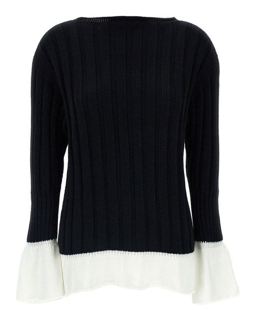 Issey Miyake Black Behind The Scenes Flounced Edge Sweater