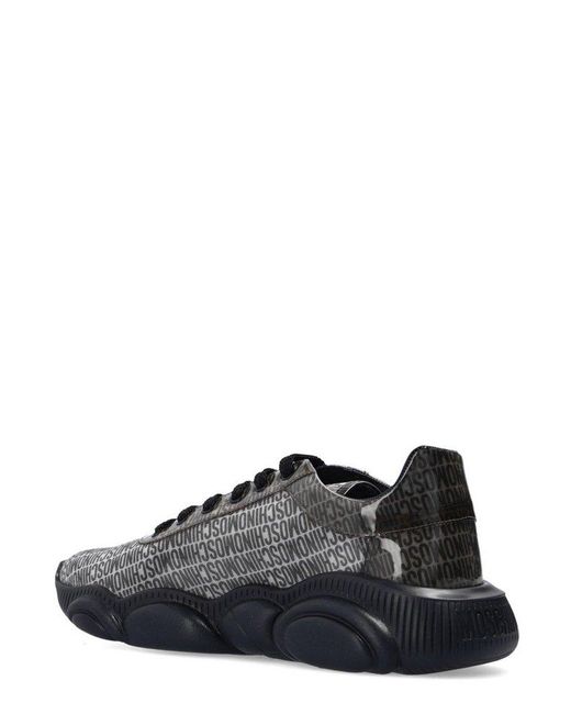Moschino Allover Logo Print Lace-up Sneakers in Black for Men | Lyst UK