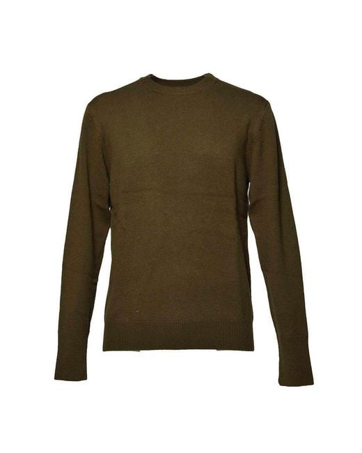 Aspesi Green Military Wool Crewneck Sweater for men