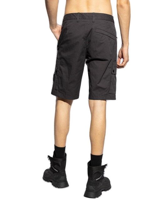 Stone Island Black Shorts With A Patch for men