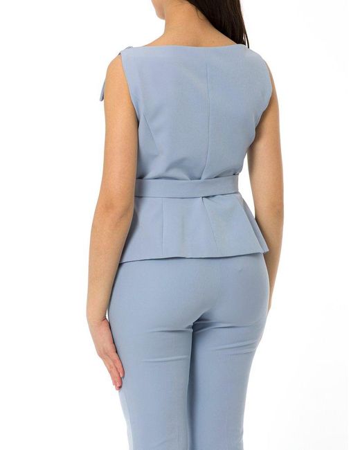 Liu Jo Blue Belted Double-Breasted Waistcoat