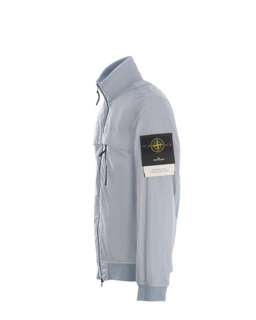 Stone Island Gray Logo Patch Zip-up Jacket for men