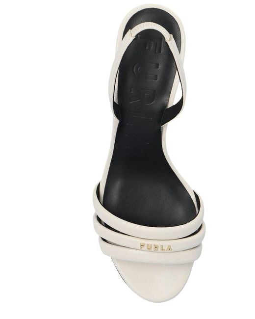 Furla Natural Logo Lettering Slingback Heeled Sandals