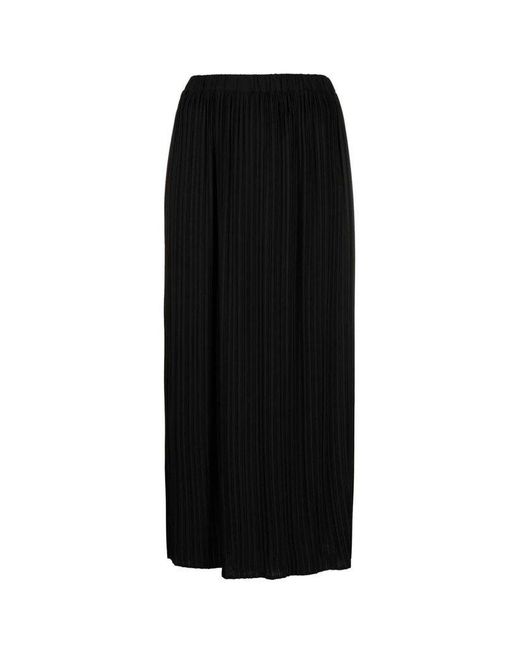 Alysi Black Flared-hem High-waisted Midi Skirt