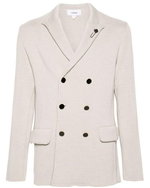Lardini Natural Double-Breasted Blazer Jacket for men