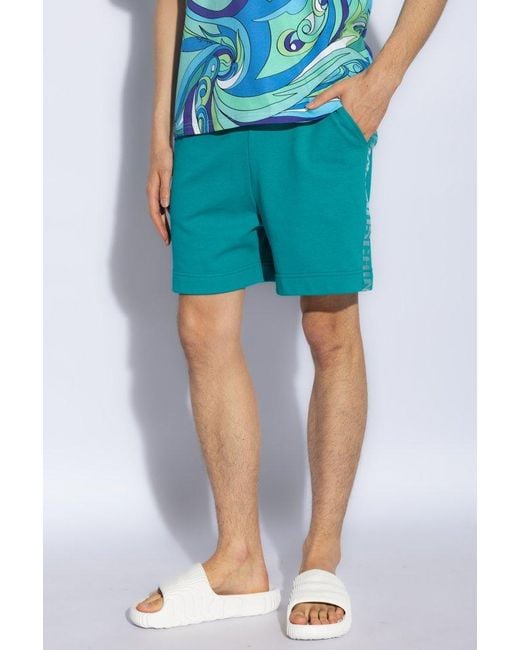 Moschino Blue Shorts With Logo, for men