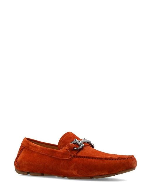 Ferragamo Red Gancini-buckle Slip-on Loafers for men