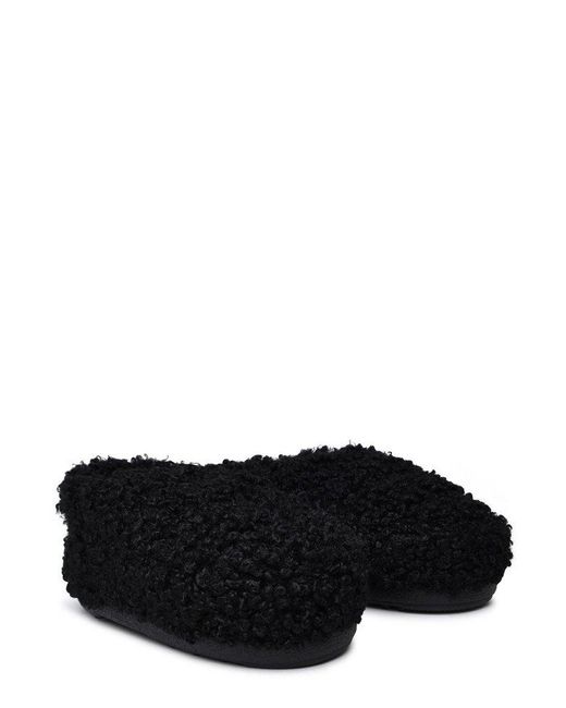 Moon Boot Black Faux Curly Slip-on Sandals