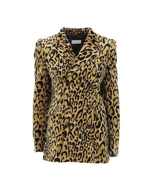 Dries Van Noten Metallic Leopard Print Double-breasted Jacket