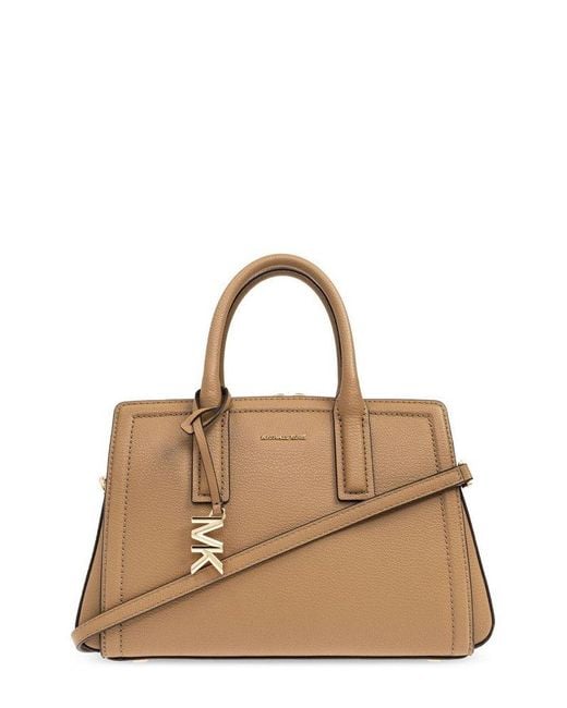 MICHAEL Michael Kors Natural Laila Small Pebbled Satchel Bag