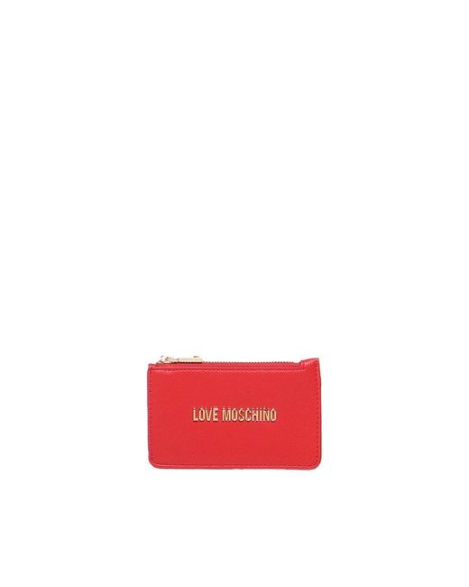 Love Moschino Red Logo Lettering Zipped Wallet