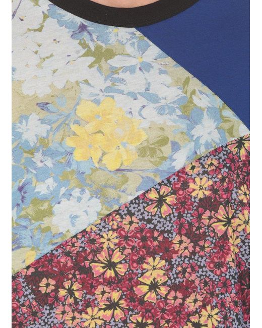 Dries Van Noten Blue Floral Print Panelled T-shirt
