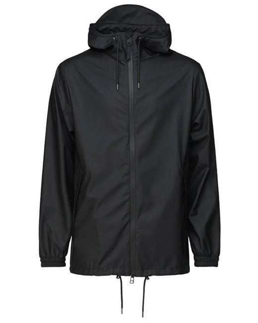 Rains Black Drawstring Zip-up Hooded Jacket for men