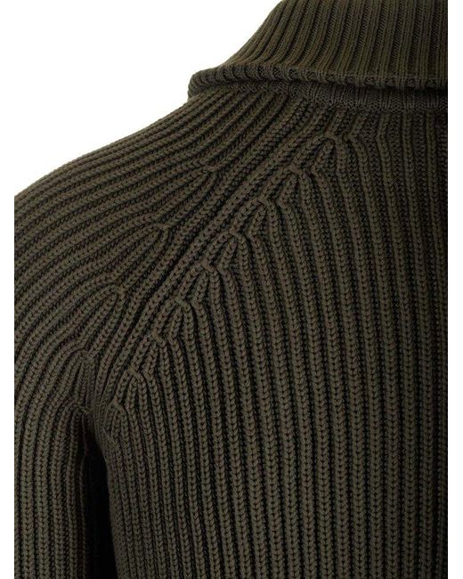 Tom Ford Black Zipped Ribbed-knit Cardigan for men