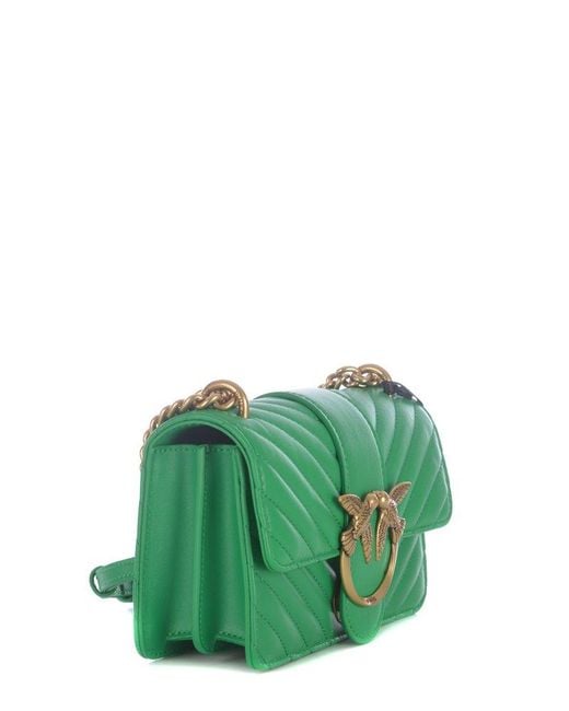 Pinko Love Mini Icon Quilted Shoulder Bag in Green | Lyst