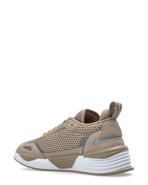 EA7 Natural Ace Runner Mesh Panelled Sneakers