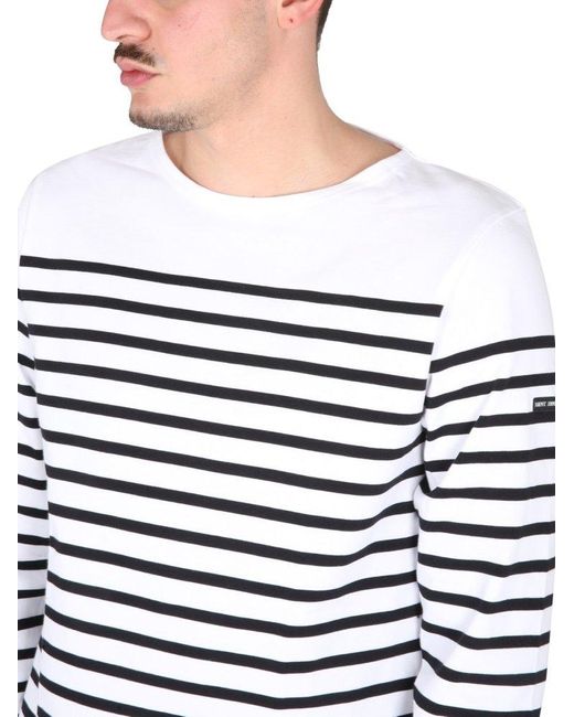 Saint James White Naval Authentic Striped Sailor T-shirt for men