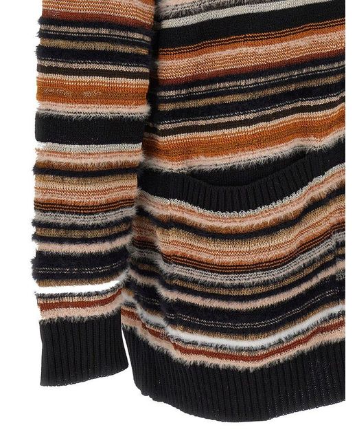 Missoni Black Striped Wool Blend Cardigan