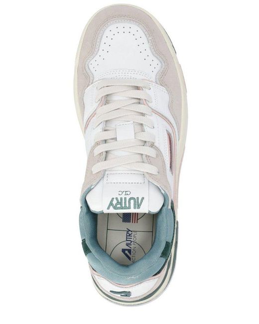 Autry Clc Sneakers In White And Leather With Beige Suede
