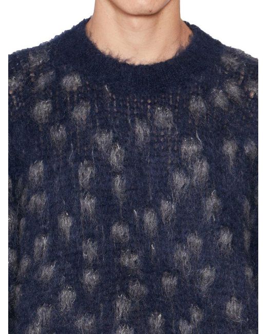 Magliano Blue Polka Dot Detailed Knitted Jumper for men