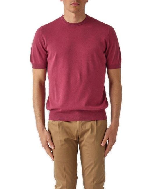 Gran Sasso Red Short Sleeved Knitted Jumper for men