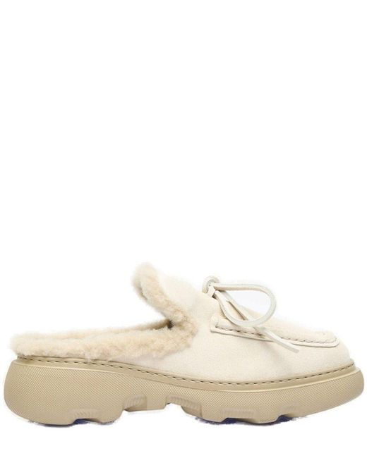 Burberry Natural Shearling Detailed Slip-on Mules