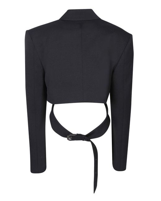 Ssheena Black Crossover-front Cropped Tailored Blazer