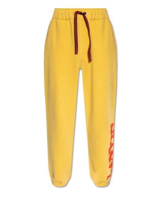 Lanvin Yellow X Future Logo Embroidered Drawstring Pants for men