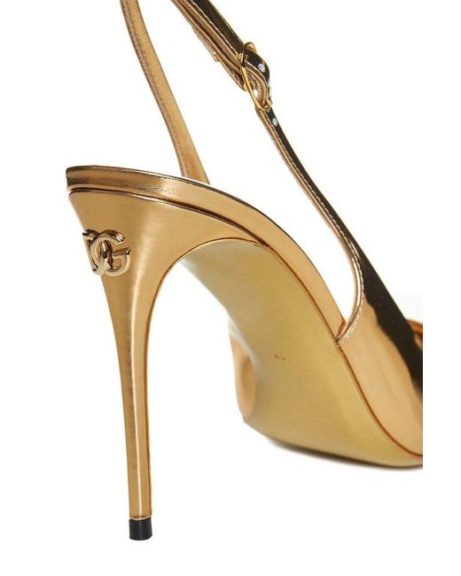Dolce & Gabbana Metallic Pointed-Toe Slingback Pumps