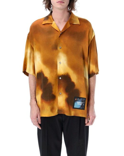 Ambush Orange Short-sleeved Buttoned Shirt for men