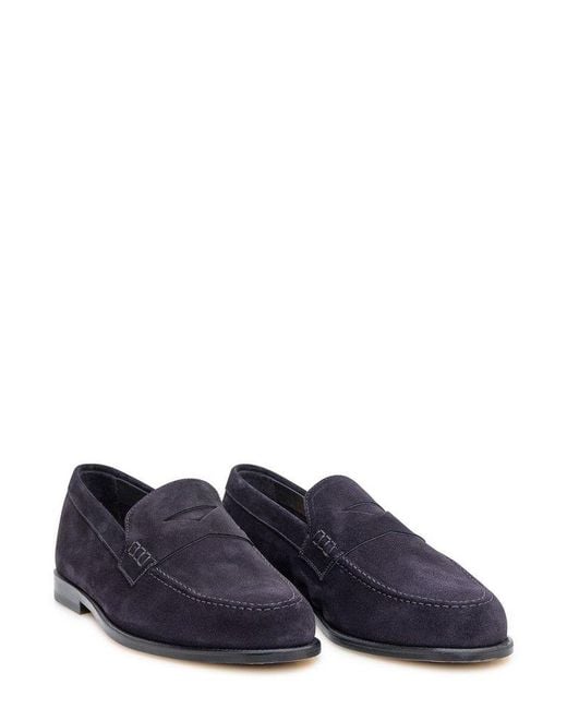 Doucal's Blue Almond Toe Loafers for men