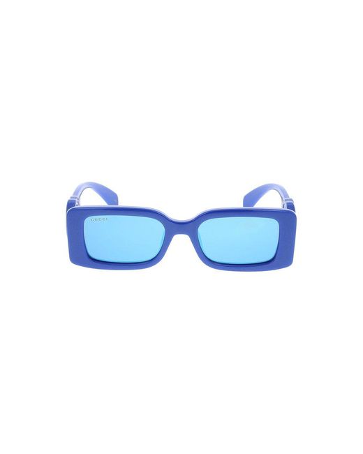 Gucci Blue Rectangle Frame Sunglasses