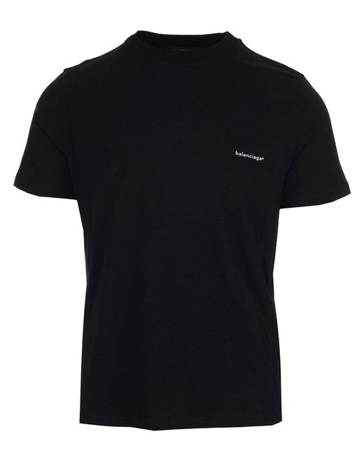 Balenciaga Logo Printed Slim Fit T-shirt in Black for Men | Lyst