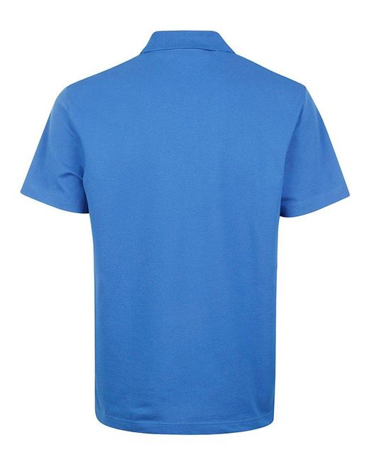 Lacoste Blue Logo-embroidered Short-sleeved Polo Shirt for men